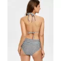 Halter Checked High Waist Bikini et - Black