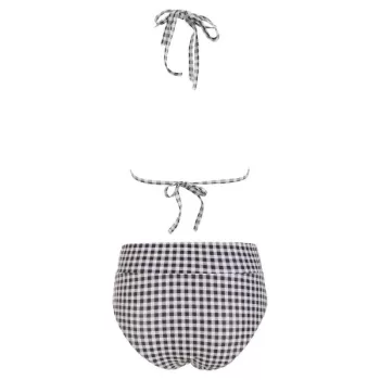 Halter Checked High Waist Bikini et - Black