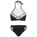 Halter Lace Crochet Bikini et - Black