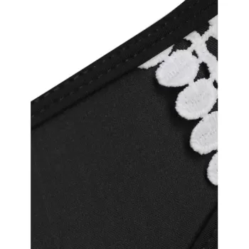 Halter Lace Crochet Bikini et - Black