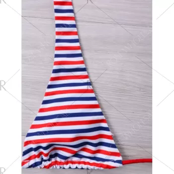 Halter Neck American Flag Bikini Set -