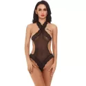 Halter One Piece Teddy Hollow-out Lingerie leepwear - Black