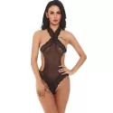 Halter One Piece Teddy Hollow-out Lingerie leepwear - Black