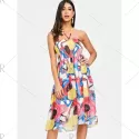 Halter mocked Printed Chiffon Dress -
