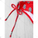 Halter String Swiss Dot Bikini Set - Black And Red