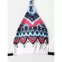 Halter Tribal Print String Bikini Set - Black