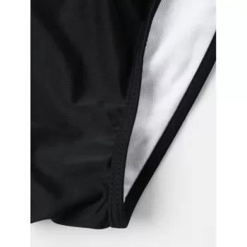 Halter Tribal Print String Bikini Set - Black