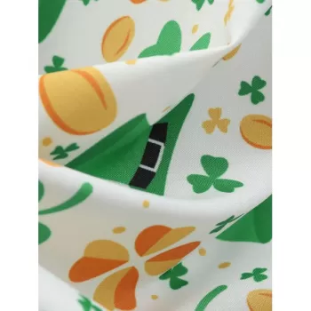 Hat Print V Neck Flare Dress -