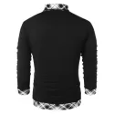 Heaps Collar Checked Print T-shirt - Black