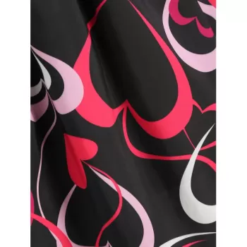 Heart Print Off The houlder Flare Dress - Black