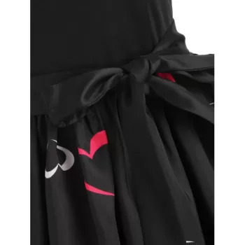 Heart Print Off The houlder Flare Dress - Black