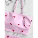 Heart Print ide Boning High Waisted Bikini wimsuit - Pink