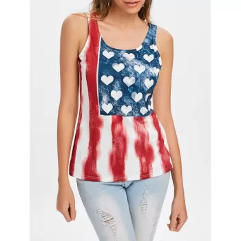 Hearts tripes Tank Top - Red Wine