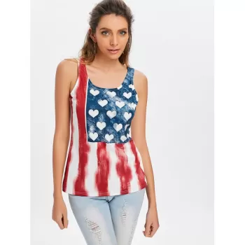 Hearts tripes Tank Top - Red Wine