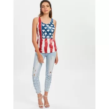 Hearts tripes Tank Top - Red Wine