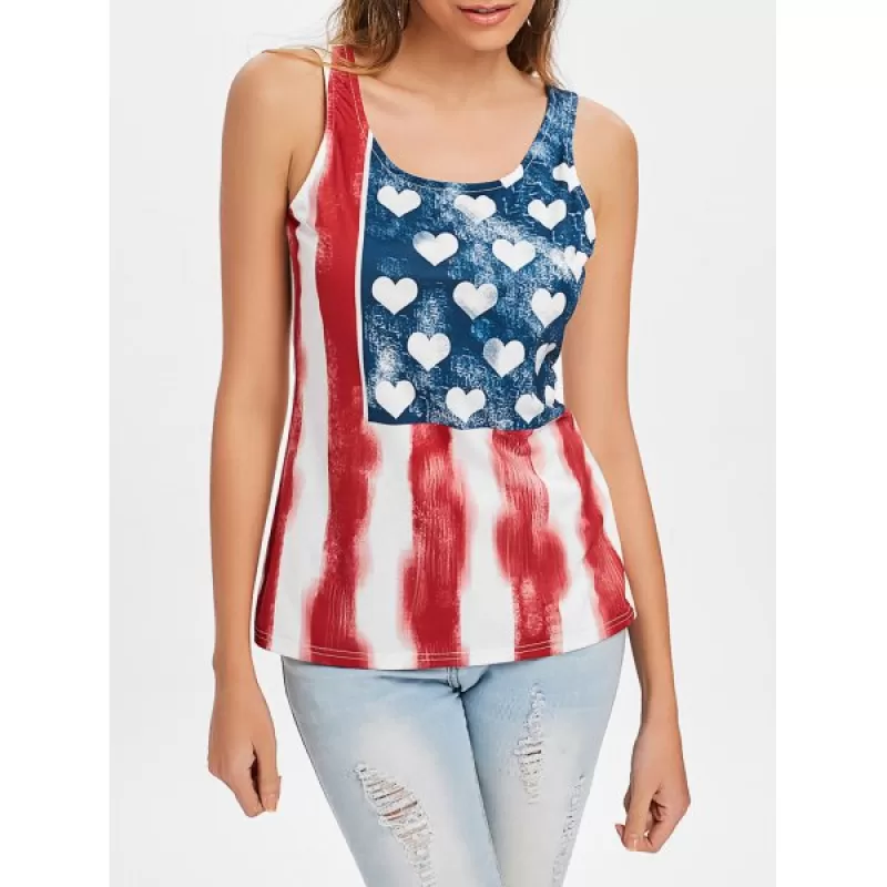 Hearts tripes Tank Top - Red Wine