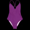 High Cut Open Back One-piece Swimsuit - Purple