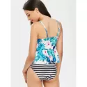 High Leg Flower Tankini et - Deep ky Blue