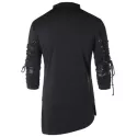 High Low Hem Zippers Lace Up T-shirt - Black
