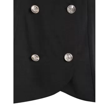 High Low Open Shoulder Solid Coat - Black