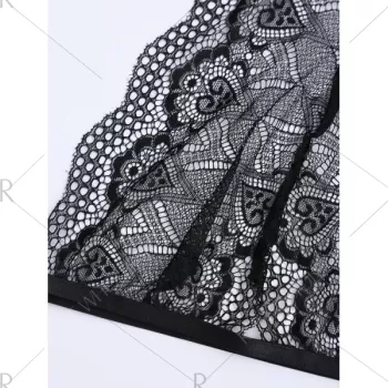 High Neck Lace Bralette - Black