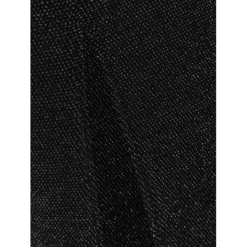 High Slit Flounce Sparkly axi Dress - Black