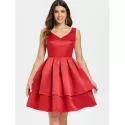 High Waist A ine Party Dress - Red