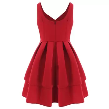 High Waist A ine Party Dress - Red