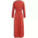 High Waist Polka Dot Ankle Length Dress - Chestnut Red