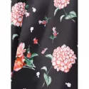 High Waist Shoulder Cut Flower Dress - Black