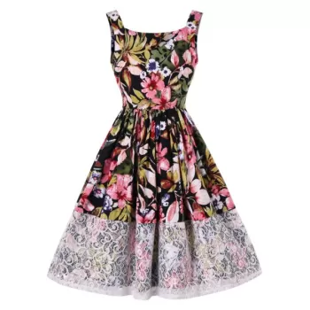 High Waist Sleeveless Printed Dress -