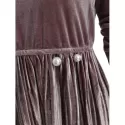 High Waist Velvet Pleated Dress - Puce
