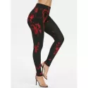 High Waisted Skinny Tie Dye Print Leggings - Black