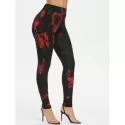 High Waisted Skinny Tie Dye Print Leggings - Black