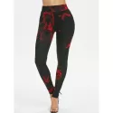 High Waisted Skinny Tie Dye Print Leggings - Black