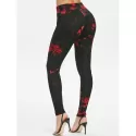 High Waisted Skinny Tie Dye Print Leggings - Black