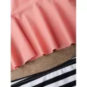 High Waisted triped Peplum Tankini et - Orangepink