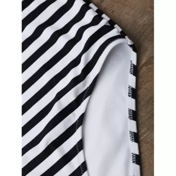 High Waisted triped Peplum Tankini et - Orangepink