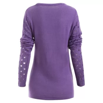 Holes Keyhole Cut Front weater - Purple