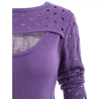 Holes Keyhole Cut Front weater - Purple