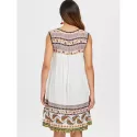 Hollow Out Paisley Print Shift Dress - White