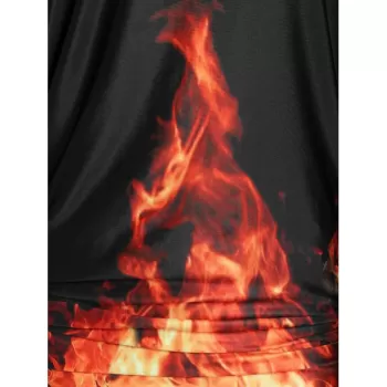 Hollow Out T Shirt with Ruched Cape - Black