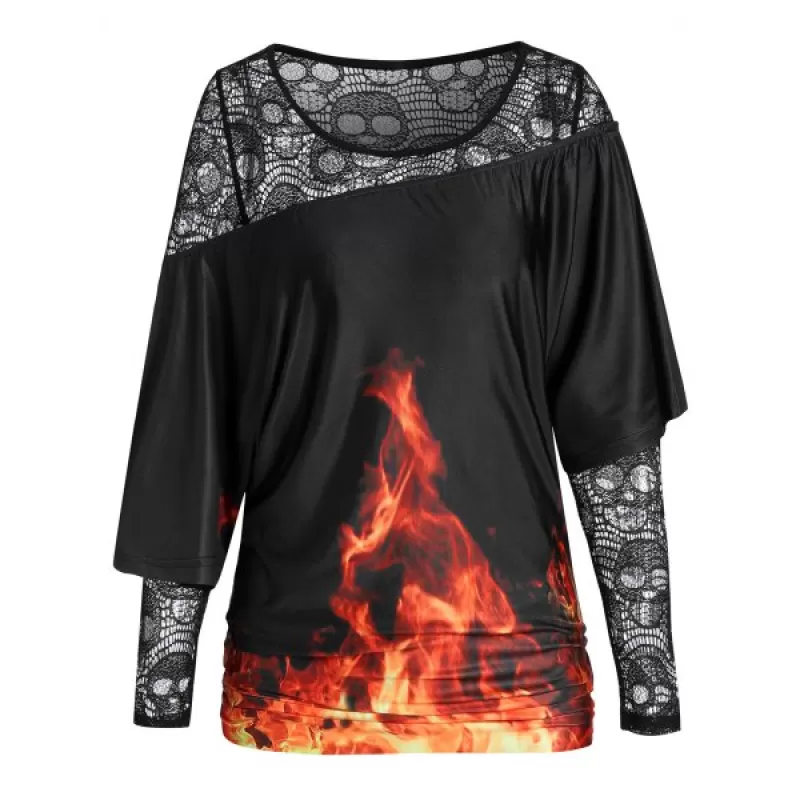 Hollow Out T Shirt with Ruched Cape - Black