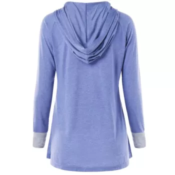 Hooded Henley T-shirt - Light Steel Blue