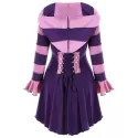 Hooded High Low Double Breasted Corset Coat - Purple
