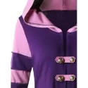 Hooded High Low Double Breasted Corset Coat - Purple