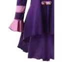 Hooded High Low Double Breasted Corset Coat - Purple