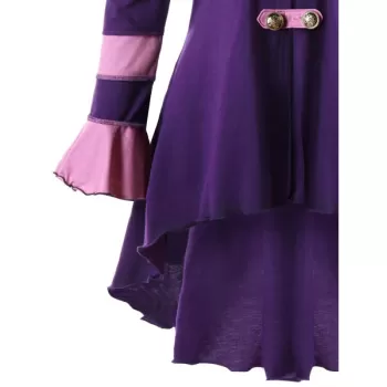 Hooded High Low Double Breasted Corset Coat - Purple