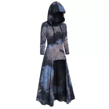 Hooded Longline Tie Dye T Shirt - ist Blue