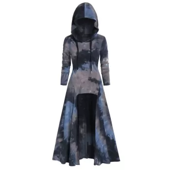 Hooded Longline Tie Dye T Shirt - ist Blue